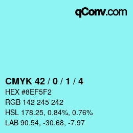 颜色代码: CMYK 42 / 0 / 1 / 4 | qconv.com