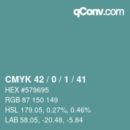 カラーコード: CMYK 42 / 0 / 1 / 41 | qconv.com