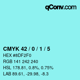 カラーコード: CMYK 42 / 0 / 1 / 5 | qconv.com