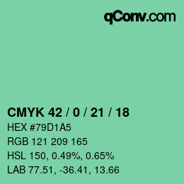 Color code: CMYK 42 / 0 / 21 / 18 | qconv.com