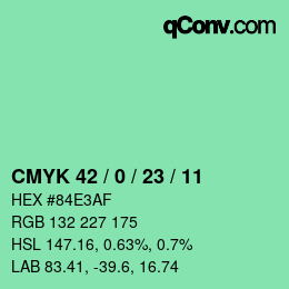 Color code: CMYK 42 / 0 / 23 / 11 | qconv.com