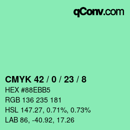 カラーコード: CMYK 42 / 0 / 23 / 8 | qconv.com