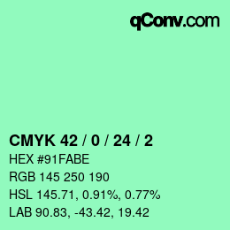 颜色代码: CMYK 42 / 0 / 24 / 2 | qconv.com