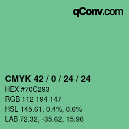 Color code: CMYK 42 / 0 / 24 / 24 | qconv.com