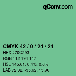 カラーコード: CMYK 42 / 0 / 24 / 24 | qconv.com