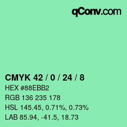 Color code: CMYK 42 / 0 / 24 / 8 | qconv.com