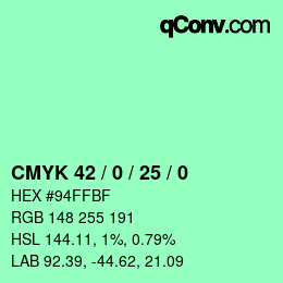 Color code: CMYK 42 / 0 / 25 / 0 | qconv.com