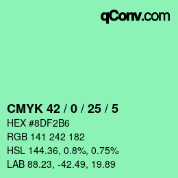 Color code: CMYK 42 / 0 / 25 / 5 | qconv.com