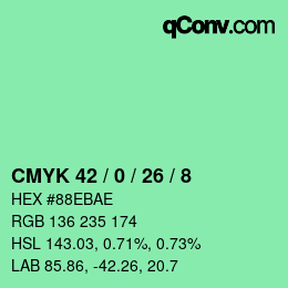 カラーコード: CMYK 42 / 0 / 26 / 8 | qconv.com