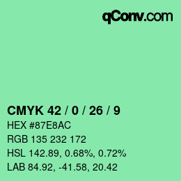 カラーコード: CMYK 42 / 0 / 26 / 9 | qconv.com