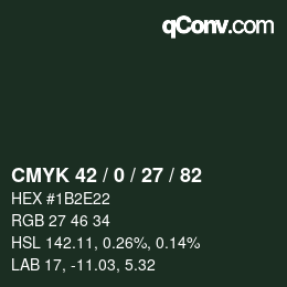 Color code: CMYK 42 / 0 / 27 / 82 | qconv.com