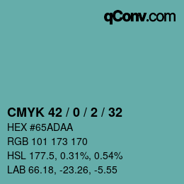 Color code: CMYK 42 / 0 / 2 / 32 | qconv.com