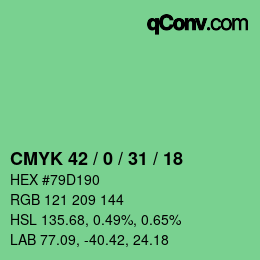 Color code: CMYK 42 / 0 / 31 / 18 | qconv.com