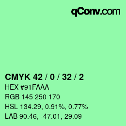 カラーコード: CMYK 42 / 0 / 32 / 2 | qconv.com