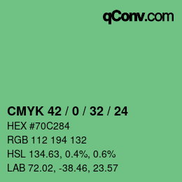Color code: CMYK 42 / 0 / 32 / 24 | qconv.com