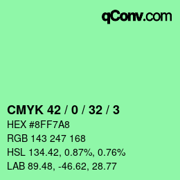 Color code: CMYK 42 / 0 / 32 / 3 | qconv.com