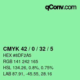 Farbcode: CMYK 42 / 0 / 32 / 5 | qconv.com