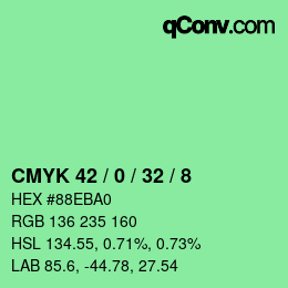 Color code: CMYK 42 / 0 / 32 / 8 | qconv.com