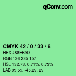 Color code: CMYK 42 / 0 / 33 / 8 | qconv.com