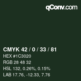 颜色代码: CMYK 42 / 0 / 33 / 81 | qconv.com
