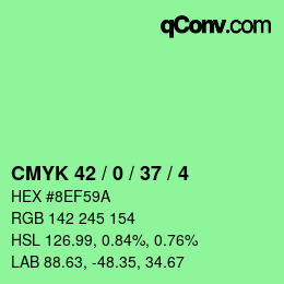 カラーコード: CMYK 42 / 0 / 37 / 4 | qconv.com