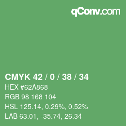 颜色代码: CMYK 42 / 0 / 38 / 34 | qconv.com