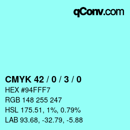 Color code: CMYK 42 / 0 / 3 / 0 | qconv.com