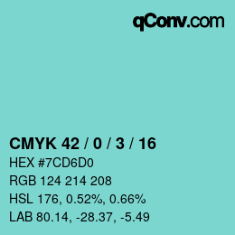 Color code: CMYK 42 / 0 / 3 / 16 | qconv.com