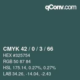 カラーコード: CMYK 42 / 0 / 3 / 66 | qconv.com