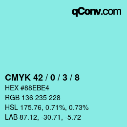 カラーコード: CMYK 42 / 0 / 3 / 8 | qconv.com