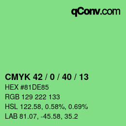 Color code: CMYK 42 / 0 / 40 / 13 | qconv.com
