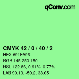 カラーコード: CMYK 42 / 0 / 40 / 2 | qconv.com