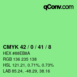 カラーコード: CMYK 42 / 0 / 41 / 8 | qconv.com