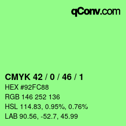Farbcode: CMYK 42 / 0 / 46 / 1 | qconv.com
