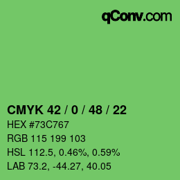 Color code: CMYK 42 / 0 / 48 / 22 | qconv.com