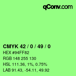 Farbcode: CMYK 42 / 0 / 49 / 0 | qconv.com