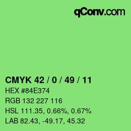 Code couleur: CMYK 42 / 0 / 49 / 11 | qconv.com