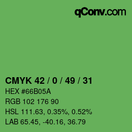 Farbcode: CMYK 42 / 0 / 49 / 31 | qconv.com
