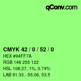 Farbcode: CMYK 42 / 0 / 52 / 0 | qconv.com