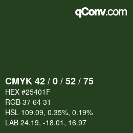 Color code: CMYK 42 / 0 / 52 / 75 | qconv.com