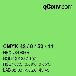 カラーコード: CMYK 42 / 0 / 53 / 11 | qconv.com