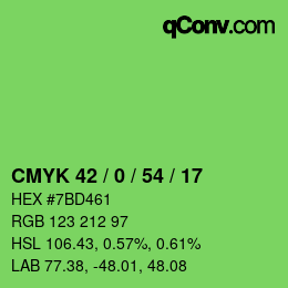 カラーコード: CMYK 42 / 0 / 54 / 17 | qconv.com