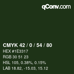 Color code: CMYK 42 / 0 / 54 / 80 | qconv.com