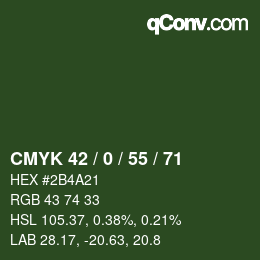 Código de color: CMYK 42 / 0 / 55 / 71 | qconv.com