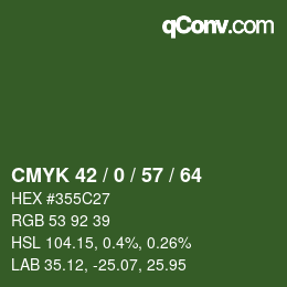 Color code: CMYK 42 / 0 / 57 / 64 | qconv.com