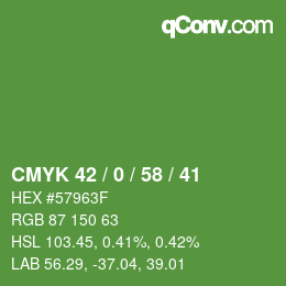 Color code: CMYK 42 / 0 / 58 / 41 | qconv.com