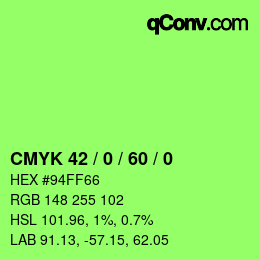 カラーコード: CMYK 42 / 0 / 60 / 0 | qconv.com