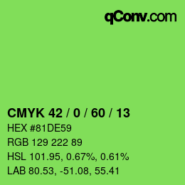 Color code: CMYK 42 / 0 / 60 / 13 | qconv.com
