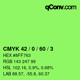 颜色代码: CMYK 42 / 0 / 60 / 3 | qconv.com