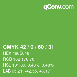 颜色代码: CMYK 42 / 0 / 60 / 31 | qconv.com